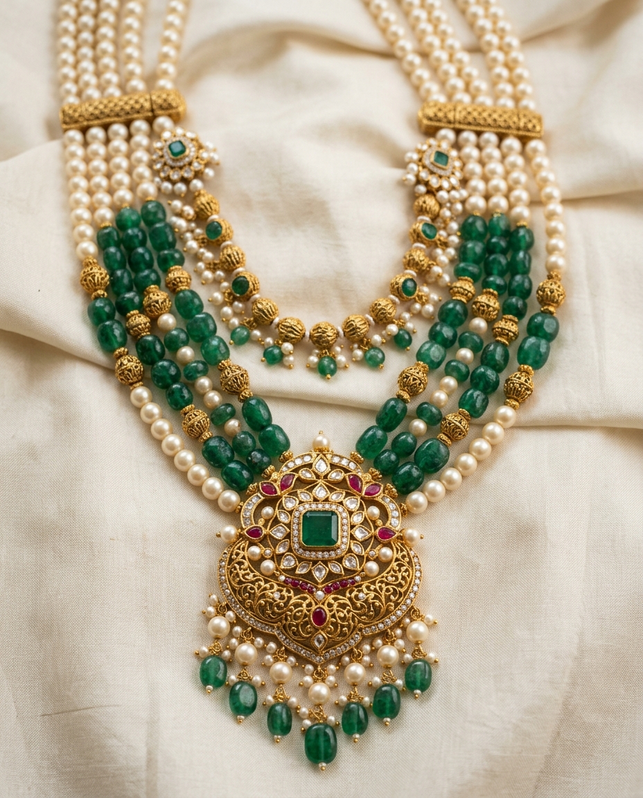 Natural gemstones and Hyderabadi pearl jewellery