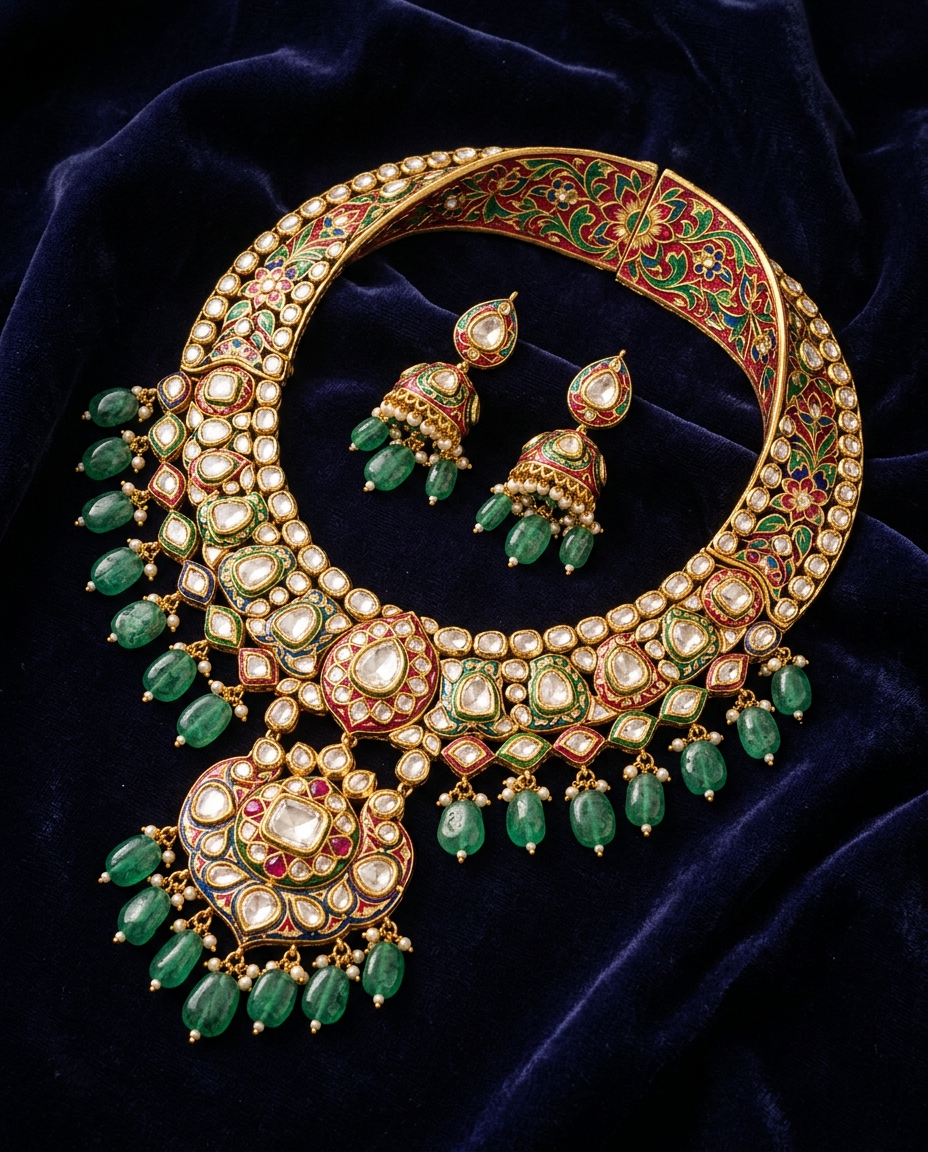 Diamonds and Polki Jadau jewellery sets